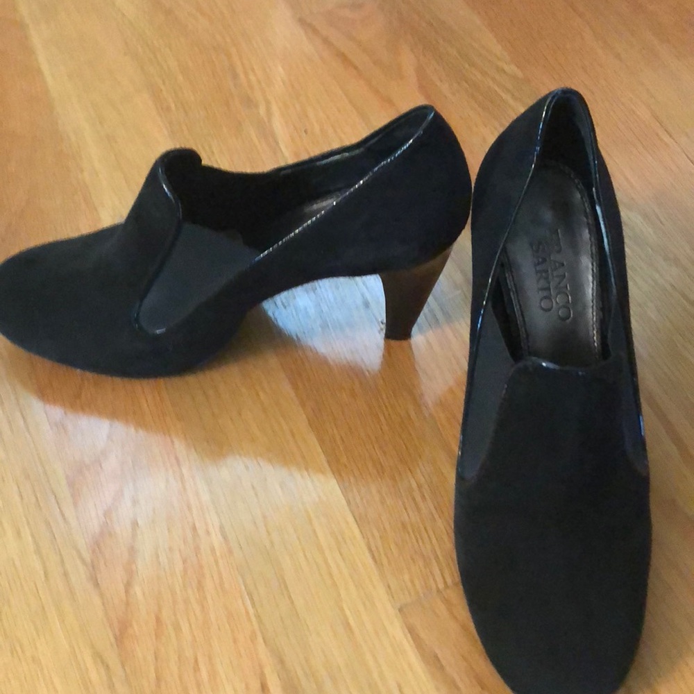 Franco Sarto black suede ankle boots